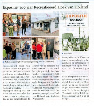 expositie Recreatieoord Hoek van Holland in de Hoekse krant